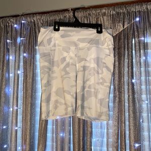 White and grey Camo biker shorts
